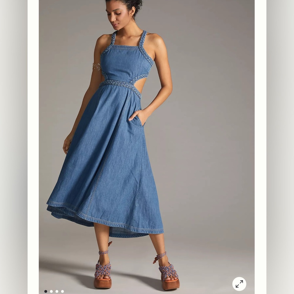 Pilcro Square-Neck Midi Dress